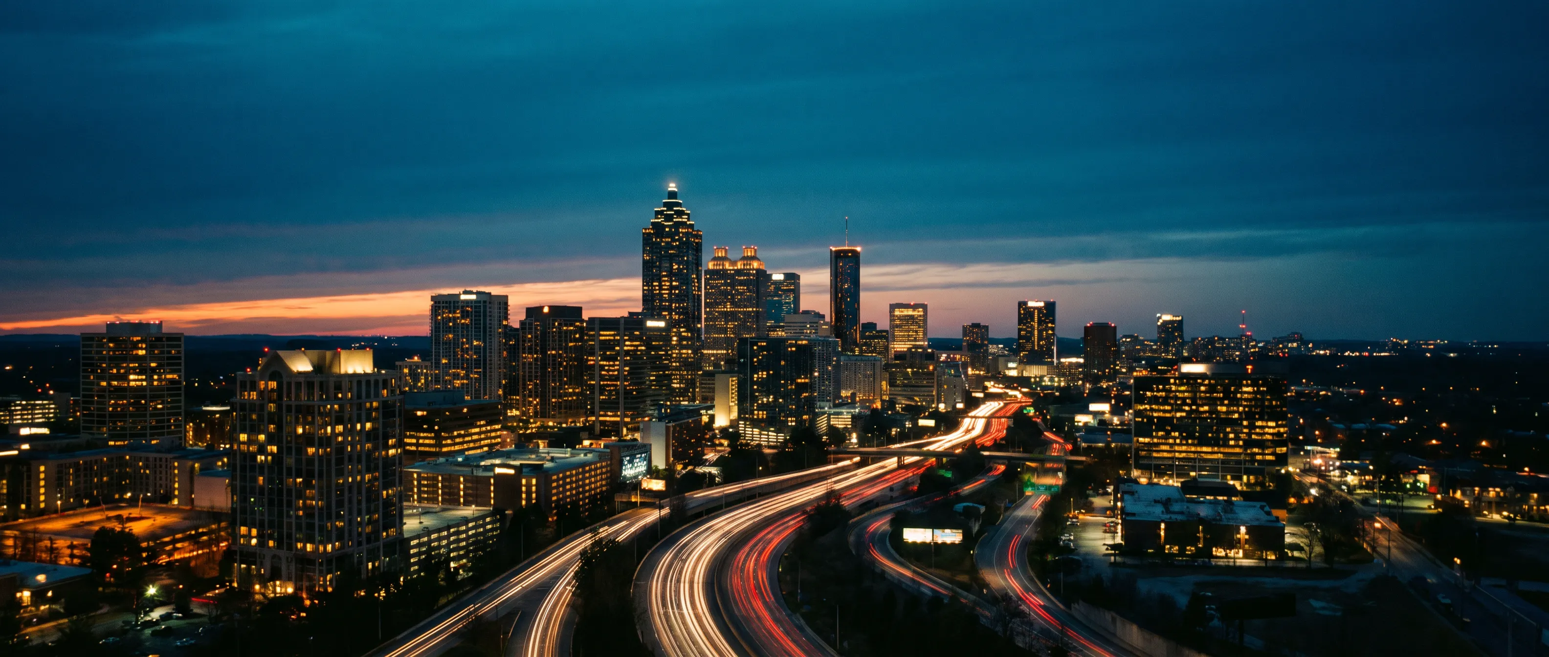 The Atlanta skyline at dusk
